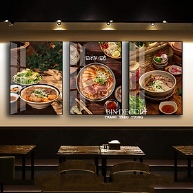 (HCM) Tranh bún bò huế 11, tranh treo tường tráng gương trang trí quán ăn,nhà hàng kèm đinh treo