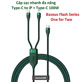 Mua Cáp sạc đa năng 2IN1 type-C to iP + type-C 100W Baseus Flash Series One For Two _Hàng chính hãng