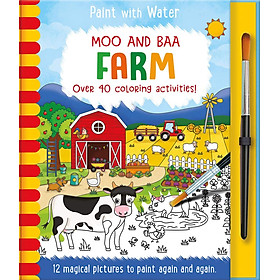 Sách tô màu nước thần kỳ cho bé chủ đề Nông trại (Magic water colouring - Moo and Baa Farm)