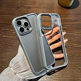 Ốp lưng  viền màu titan tự nhiên cho iPhone 15 Pro / 15 Pro Max, ốp trong chống ố vàng chống sốc – hàng nhập khẩu