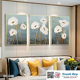 Bộ 3 tranh canvas treo tường Decor Họa tiết hoa nghệ thuật - DC248