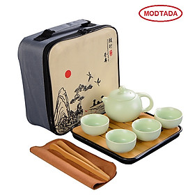 Mua BỘ BÌNH TRÀ TRÁNG MEN CAO CẤP GỒM :{ TÚI XÁCH KHAY TRÀ TRE ẤM TRÀ  4 CHÉN SIÊU YÊU CHÉN 1 GẮP CHÉN TRE VÀ KHĂN LAU }-GIAO MÀU NGẪU NHIÊN-HÀNG CHÍNH HÃNG MODTADA