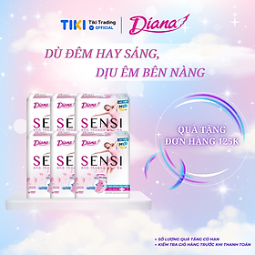 Combo 6 Băng Vệ Sinh Diana Sensi Siêu Mỏng Cánh (Gói 8 Miếng)