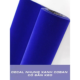 Decal nhung màu xanh coban khổ 50cm x 1m