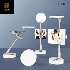 Mua Đèn Led Fill Light không dây gấp gọn CYKE gồm giá đỡ 2 điện thoại 1 máy tính bảng  đèn Led để bàn hỗ trợ chiếu sáng cho video makeup làm đẹp  đèn fill light chiếu sáng cho góc máy cao- Hàng chính hãng