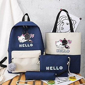 SET COMBO 4 Món Phụ Kiện Balo Túi Ví Sắc Màu HELLO