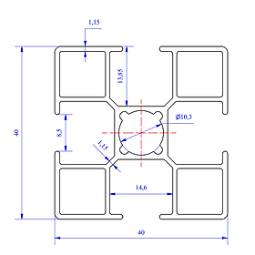 Nhôm định hình 40x40 (LWA-4404811000) - Miễn phí cắt theo kích thước yêu cầu (Giá đã bao gồm VAT)