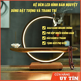 Mua Kệ đèn Led hình bán nguyệt dùng đặt tượng và trang trí  thác khói trầm hương đèn Led~ Đèn Hào Quang