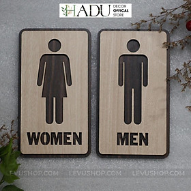 Bộ bảng gỗ Toilet Nam Nữ - Bảng toilet gỗ decor vintage dán cửa phòng nhà vệ sinh Men Women Hadu DECOR-TL15 - HaduDecor
