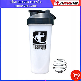 Bình lắc Shaker pha sữa cho người tập GYM hiệu TCSPORTFOOD - Bình nước thể thao Shaker 600 ml | (nhiều màu)