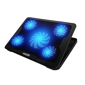 Laptop Cooling Base 5 Silent LED Fans Radiator Notebook Computer Heat Sink