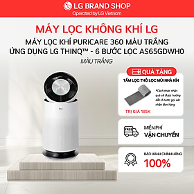 [Chỉ giao Miền Bắc/Nam] Máy Lọc Khí PuriCare 360 Màu Trắng 1 Tầng, Ứng dụng LG ThinQ - AS65GDWH0 - Hàng Chính hãng