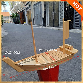 Mua  Dài 83cm - 2 cột buồm - Hàng chuẩn Nhật  Khay thuyền gỗ trang trí món ăn sushi - sashimi - hải sản