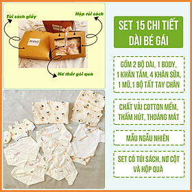 Set Quà Tặng Sơ Sinh Đầy Tháng 15 Chi Tiết Dài Tay Cho Bé Gái NB House Kids (Mẫu Ngẫu Nhiên)