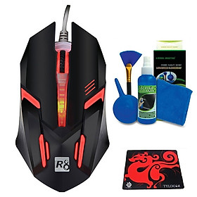 Mua Combo Chuột Chuyên Game R8 1602 Đèn Led Đa màu + Bộ Vệ Sinh 4 món - HÀNG CHÍNH HÃNG   TẶNG LÓT CHUỘT 