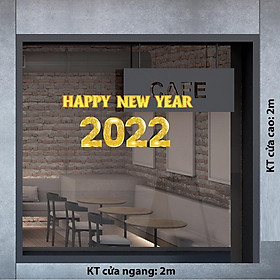 DECAL TRANG TRÍ TẾT NGUYÊN ĐÁN 2022 CHỮ HAPPY NEW YEAR SỐ1