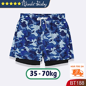 Quần bơi 2 lớp size đại cho bé trai mập béo, size từ 35-70kg, có túi tiện lợi, chống lộ cho bé, vải thoáng khí nhanh khô | BT188