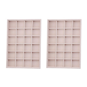 2 Pieces Ring Earrings Necklace Jewelry Display Organizer Tray Showcase Pad