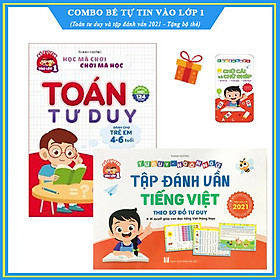 Combo Sách Tập đánh vần Tiếng Việt và Toán tư duy cho trẻ em bản mới nhất 2021 - Tặng kèm bộ thẻ học