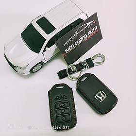 Bao da Chìa Khóa ô tô kèm móc khóa xe Honda City, CRV, Civic loại 3 nút bấm - Mẫu Chìa Thông Minh
