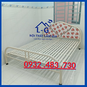 Mua Giường sắt mẫu hoa rộng 1m6x2m màu xanh_TPD16