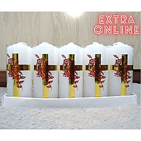Mua Nến trụ trắng - Nến cây cao 10 cm hình Thánh giá- không mùi không khói