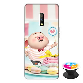 Ốp lưng dành cho điện thoại Realme X hình Heo Con Ăn Bánh - tặng kèm giá đỡ điện thoại iCase xinh xắn - Hàng chính hãng