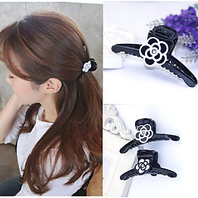 Kẹp tóc sau - kẹp tóc hoa hồng camellia đính đá dạng dài
