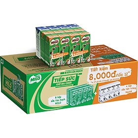 Thùng Sữa Lúa Mạch Nestlé MILO + Sữa Nước Có Đường Nestlé - Lốc 12 Tiện Lợi 4 (12 x 180ml)