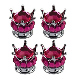 4 Silver Crown Coral Bling Diamond King Queen Tire/Wheel Valve Stem Cap Car