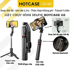 Mua Gậy chụp hình selfie bluetooth tripod 3 chân remote xoay 360 HOTCASE l12 hợp kim nhôm điều khiển chụp cho iPhone 17 16 15 14  samsung  oppo  vivo - Gập Gọn 3in1  Chống Rung Cực Đỉnh  Cao 1130mm - hàng nhập khẩu
