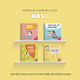 [Download Sách] Combo 4 cuốn truyện tranh Ehon Nhật Bản - Những câu chuyện kỳ lạ của Hasu (Hasu chơi đoán hình, Hasu đầu quần, Hasu đi cắm trại, Hasu làm vườn) - Dành cho trẻ từ 4 - 6 tuổi