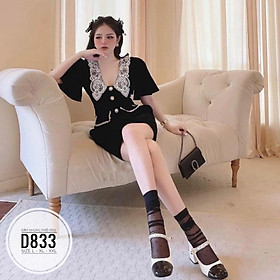 Bigsize 60-90KG vmart Đầm phối ren D833 hàng Quảng Châu cao cấp chiết eo giấu bụng