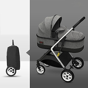Xe đẩy trẻ em 2 chiều 3 tư thế gấp gọn, xe đẩy du lịch, xe đẩy nôi cho bé siêu nhẹ, chỉ 7KG ( xám )