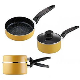 Set 2 nồi chảo 16cm kèm nắp đậy dùng được bếp từ nội địa Nhật Bản