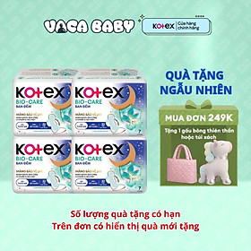 Combo 4 Gói Băng vệ sinh Kotex Biocare Ban Đêm Mặt bông siêu mỏng có cánh 32cm 7 miếng