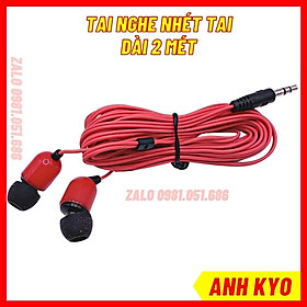 Mua Tai nghe nhét tai có dây bass chống ồn màu đỏ dài 2 mét có đệm mút tai cắm được mọi dòng điện thoại máy tính