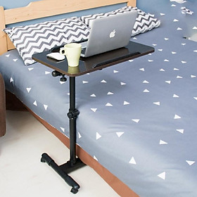 Mua Bàn làm việc di động gấp gọn nâng hạ thông minh 60cm x 40cm đen trắng - Bàn đứng có bánh xe mặt gỗ chân sắt decor đẹp