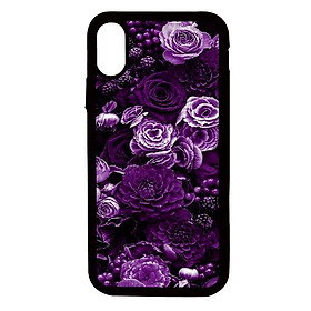 Ốp lưng cho điện thoại Iphone X Vườn hoa hồng tím - Hàng chính hãng