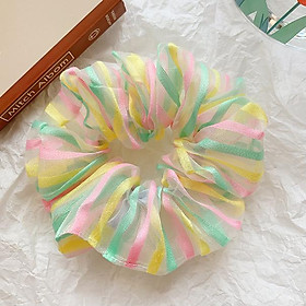 Dây buộc tóc Scrunchie kẻ ngang mầu sắc dễ thương HD83