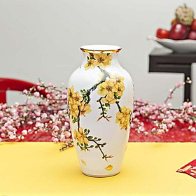 Mua Bình Hoa Gốm Sứ Cao Cấp Minh Long 27cm Hoa Mai Vàng Hút Tài Lộc thích hợp bày trí nhà cửa và văn phòng