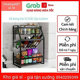 Kệ Đựng Gia Vị, Kệ Bếp Đa Năng 3 Tầng Có 1 Ngăn Chéo Bằng Thép Không Gỉ