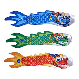 3Piece Chinese Dragon Flag Outdoor Windsock Carp Streamer Hanging Decor 28''