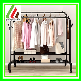 Mua Giá treo quần áo 3 trong 1 với 2 kệ để giày dép và 2 thanh treo áo quần decor phòng đẹp tiện lợi gọn gàng chắc chắn