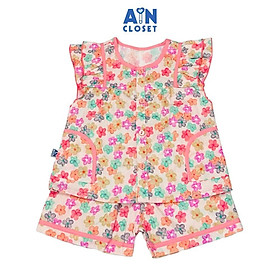 Bộ quần áo Ngắn bé gái hoạ tiết Hoa Ngũ Sắc Hồng Cotton - AICDBGCBUGBY - AIN Closet