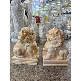 Mua Cặp tượng Kỳ Lân phong thủy đá vàng cà rốt gác cổng  để mộ  trang trí bàn thờ thần tài - Cao 30 cm