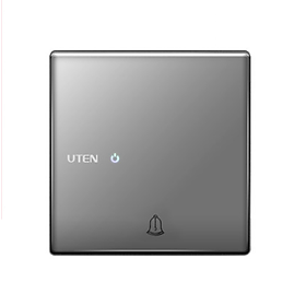 Mua Công tắc vuông Uten - Công tắc nhấn chuông Uten Z9 mặt kính màu vàng gold màu ghi