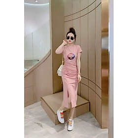HÀNG NHẬP - ĐẦM THUN NHÚN EO XẺ TÀ HỌA TIẾT ĐÍNH ĐÁ
