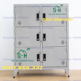 TỦ HỒ SƠ LOCKER SƠN TĨNH ĐIỆN 6 NGĂN MÀU XÁM - LOẠI 1M25X90X45CM