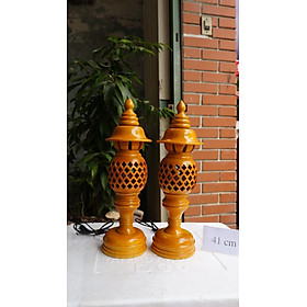 Mua Cặp đèn thờ tổ ong gỗ cao 41cm - Màu vàng siêu đẹp